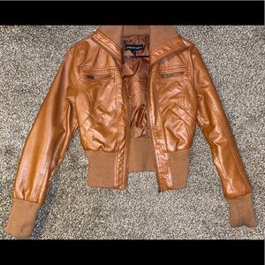 Brown leather jacket